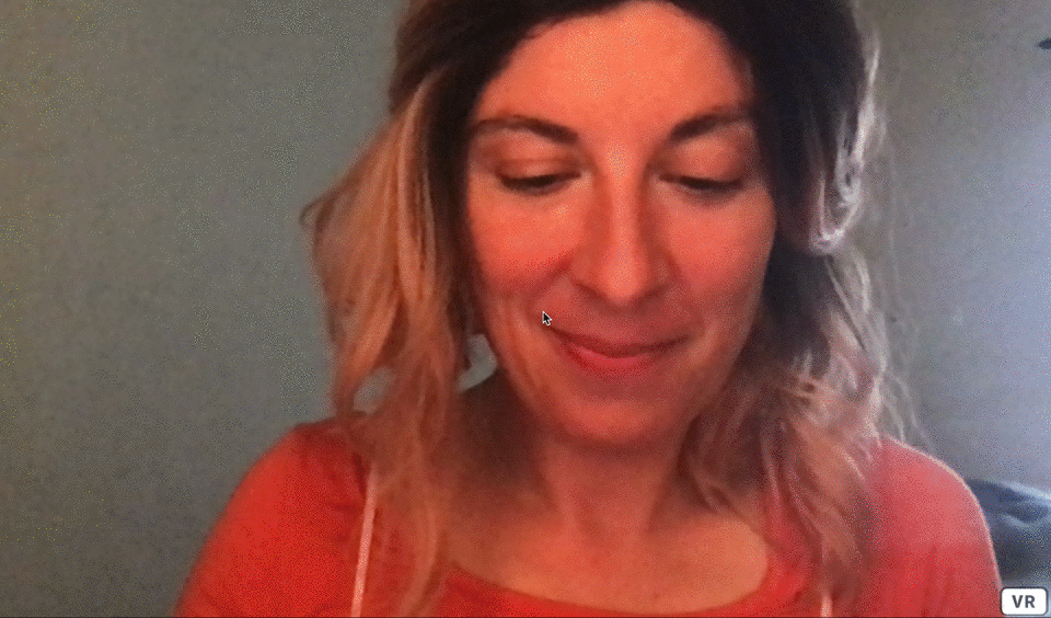 Judith testing out the custom web AR experience and it working for the first time