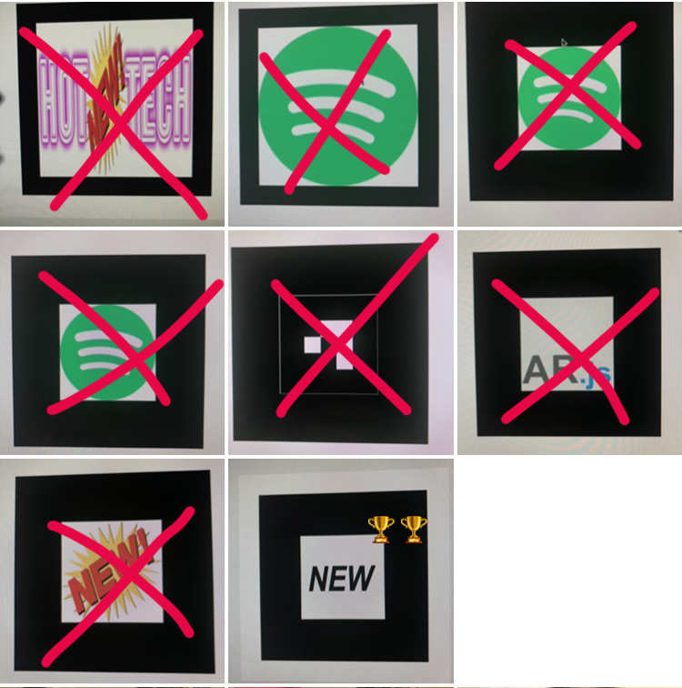 Screenshot of all the 8 markers we tried before getting to one that worked.