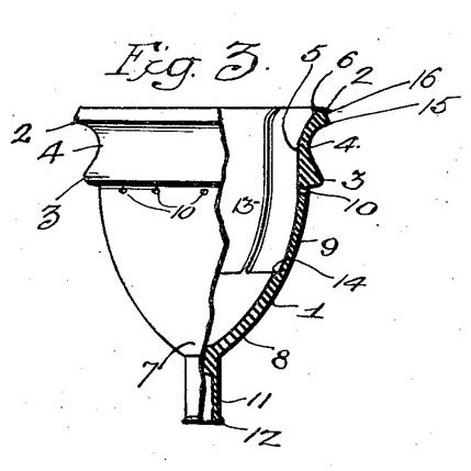 A portion of the original menstrual cup patent illustration by L W Chalmers