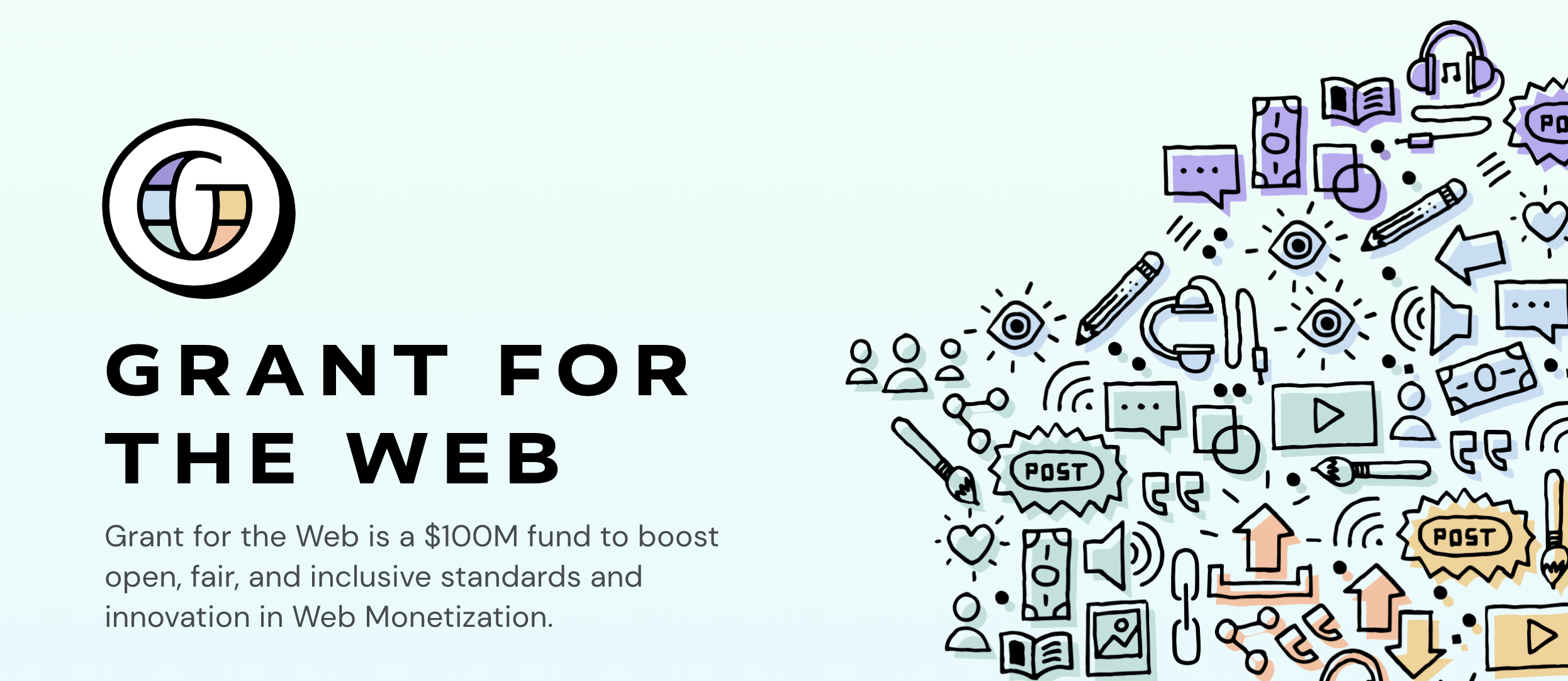 Screenshot of mozilla and creative common's site for their grant for the web, which asked people to use web monetization in an interesting way, which is why we began this process.