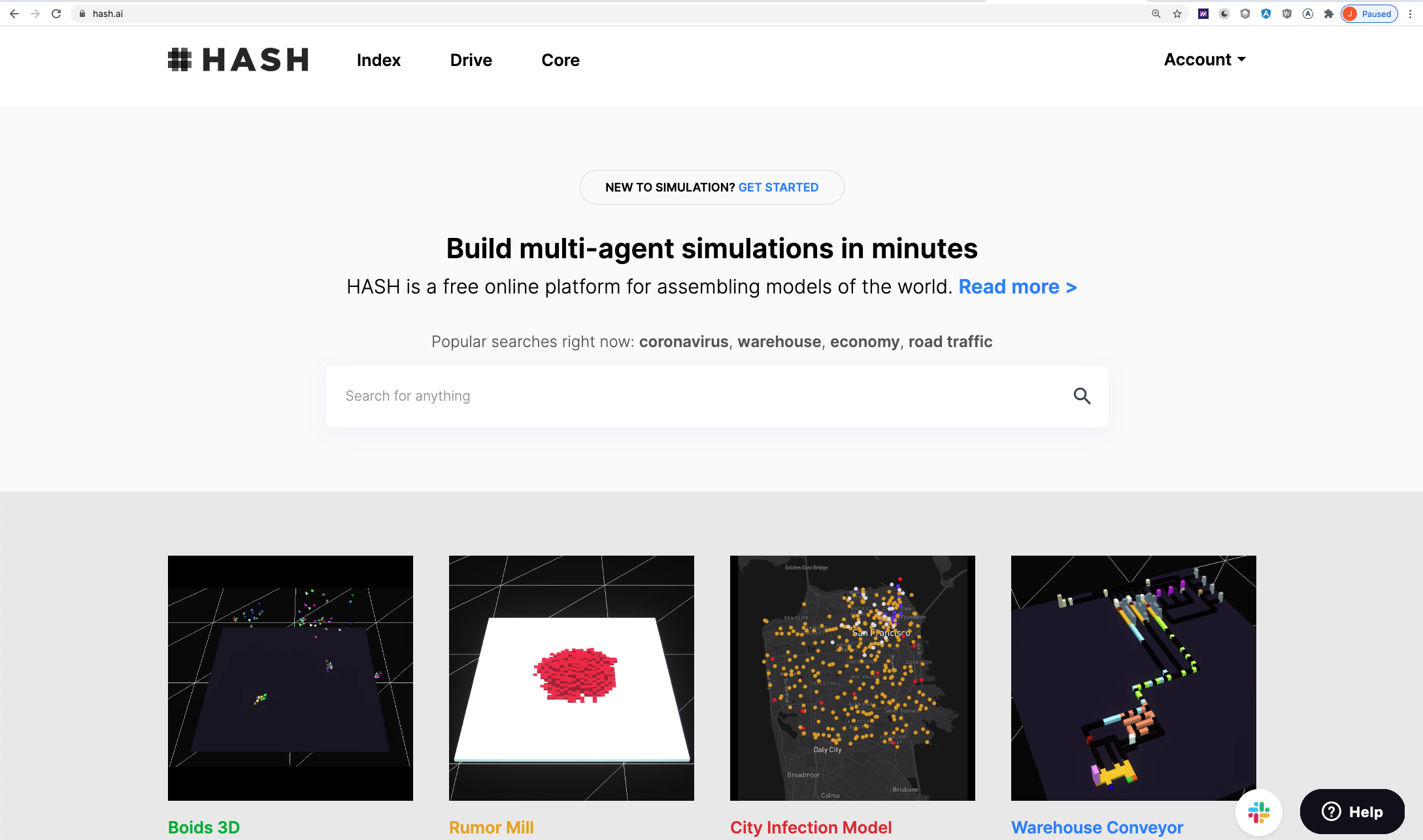 Screenshot from hash.ai website landing page